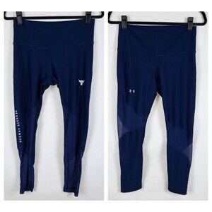 Under Armour Leggings Set Womens M Project Rock Navy Blue Workout Breathable Gym